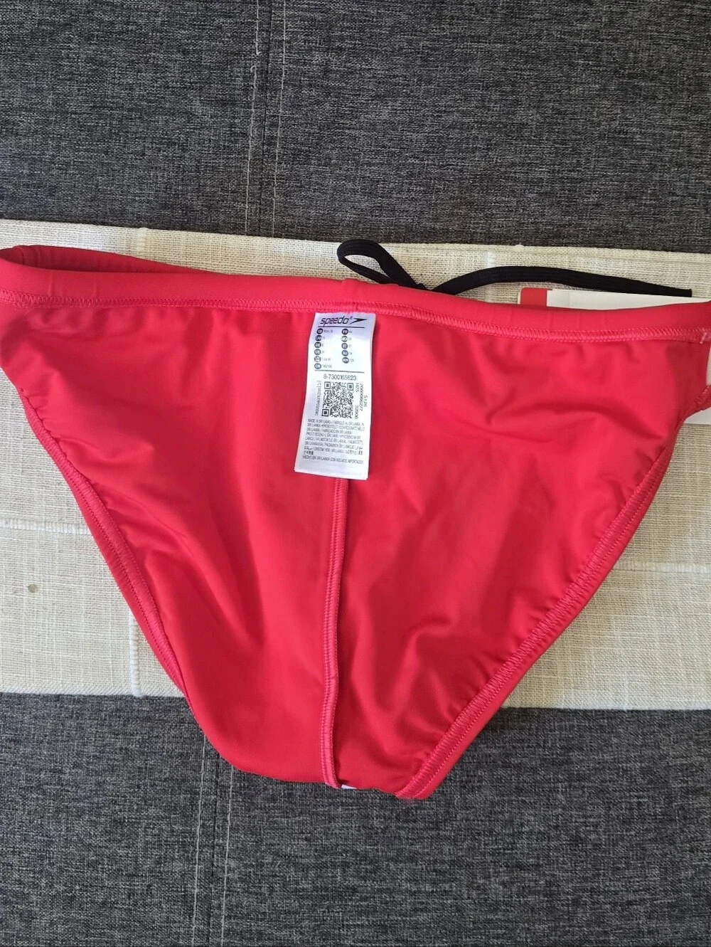 Speedo Men's Bright Red Swim Brief with Black Drawstring
